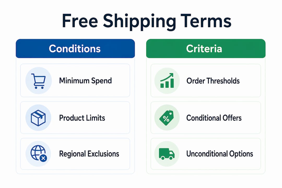 Infographic comparing free shipping conditions and criteria