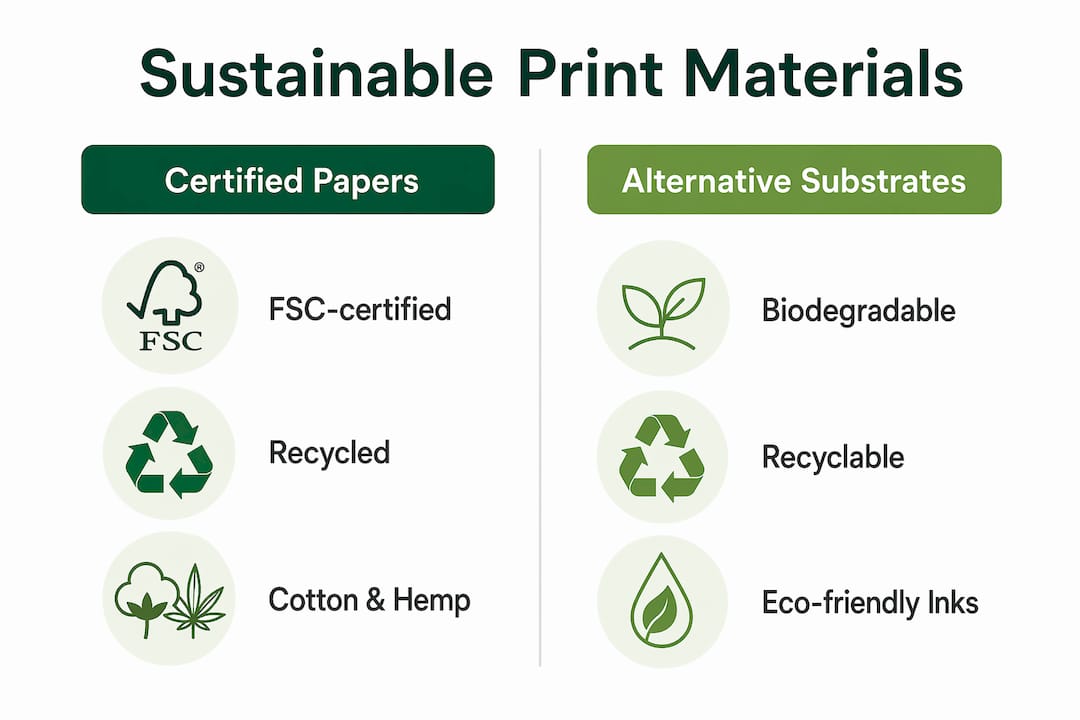 Infographic comparing certified papers and alternative substrates
