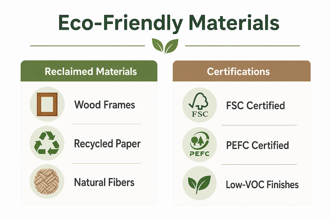 Infographic comparing eco-friendly wall art materials