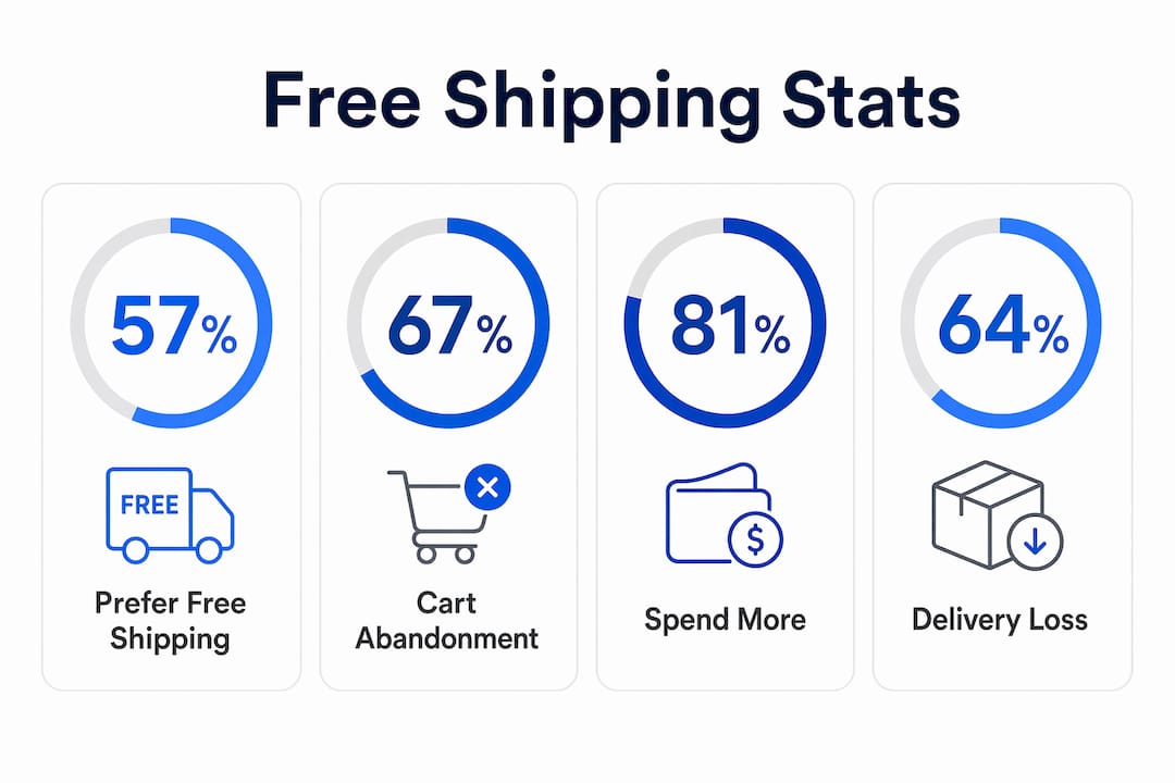 Infographic with key free shipping statistics