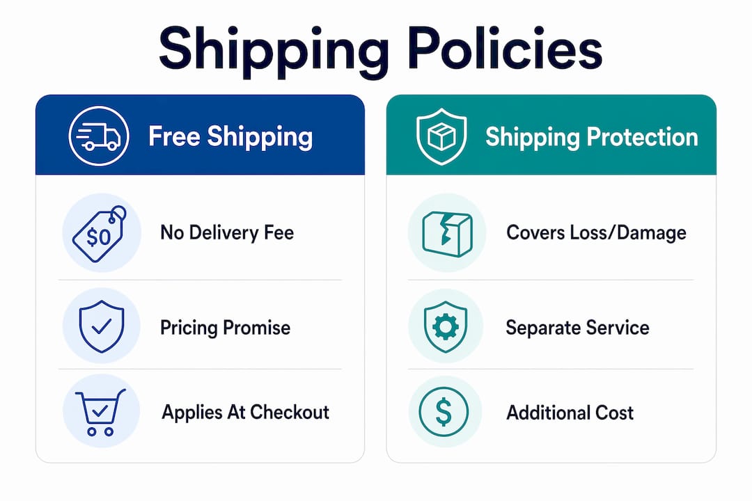 Infographic comparing free shipping and shipping protection