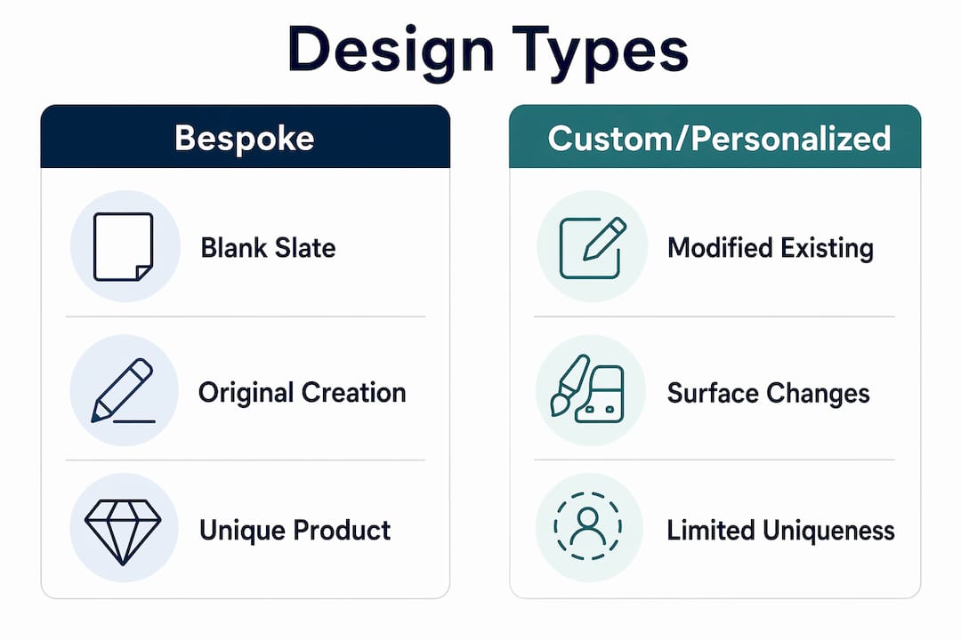 Infographic comparing bespoke and custom design