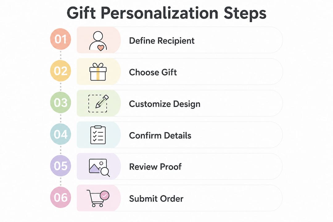 Infographic showing the step-by-step gift personalization process