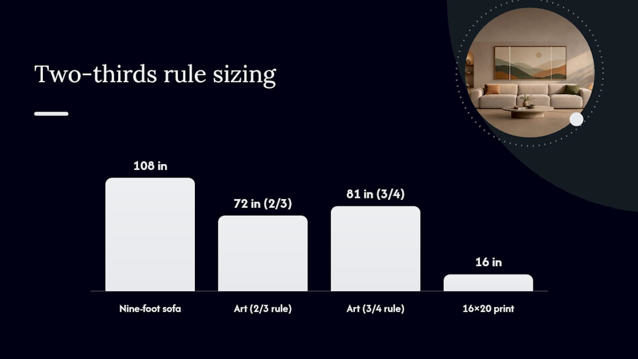 Two-thirds poster width compared with sofa