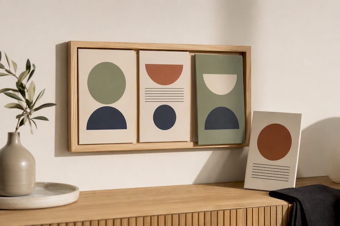 Modular wall display changing over time