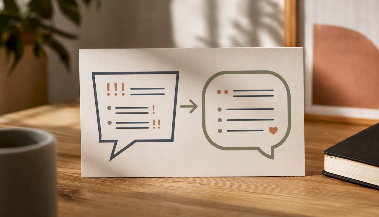 Illustration of tense wording becoming calm