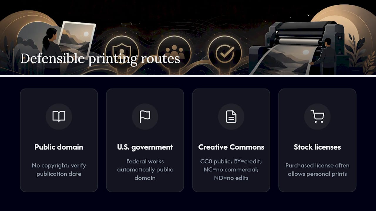 Four categories for legally printing images
