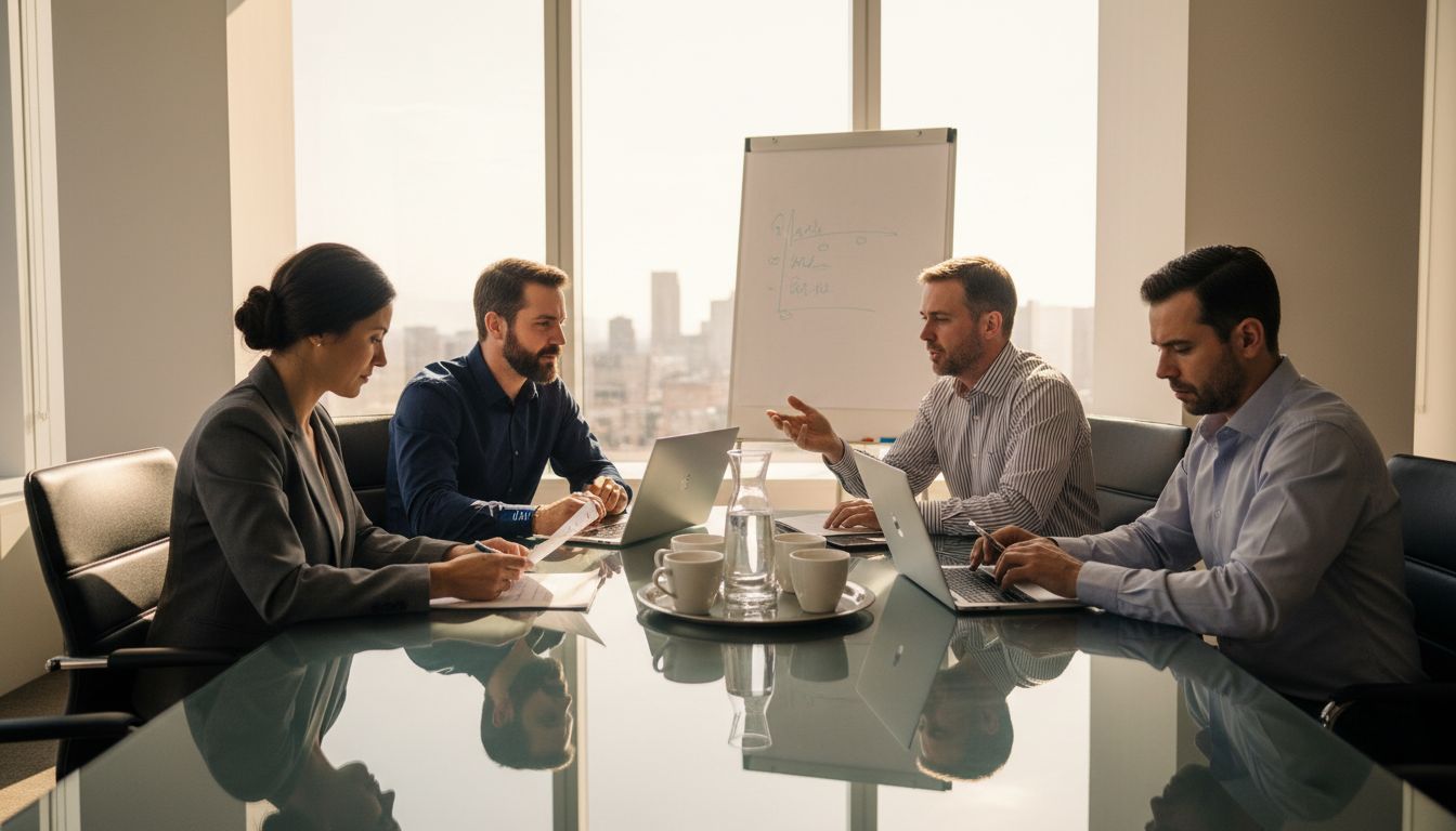 Executives in Dubai boardroom meeting