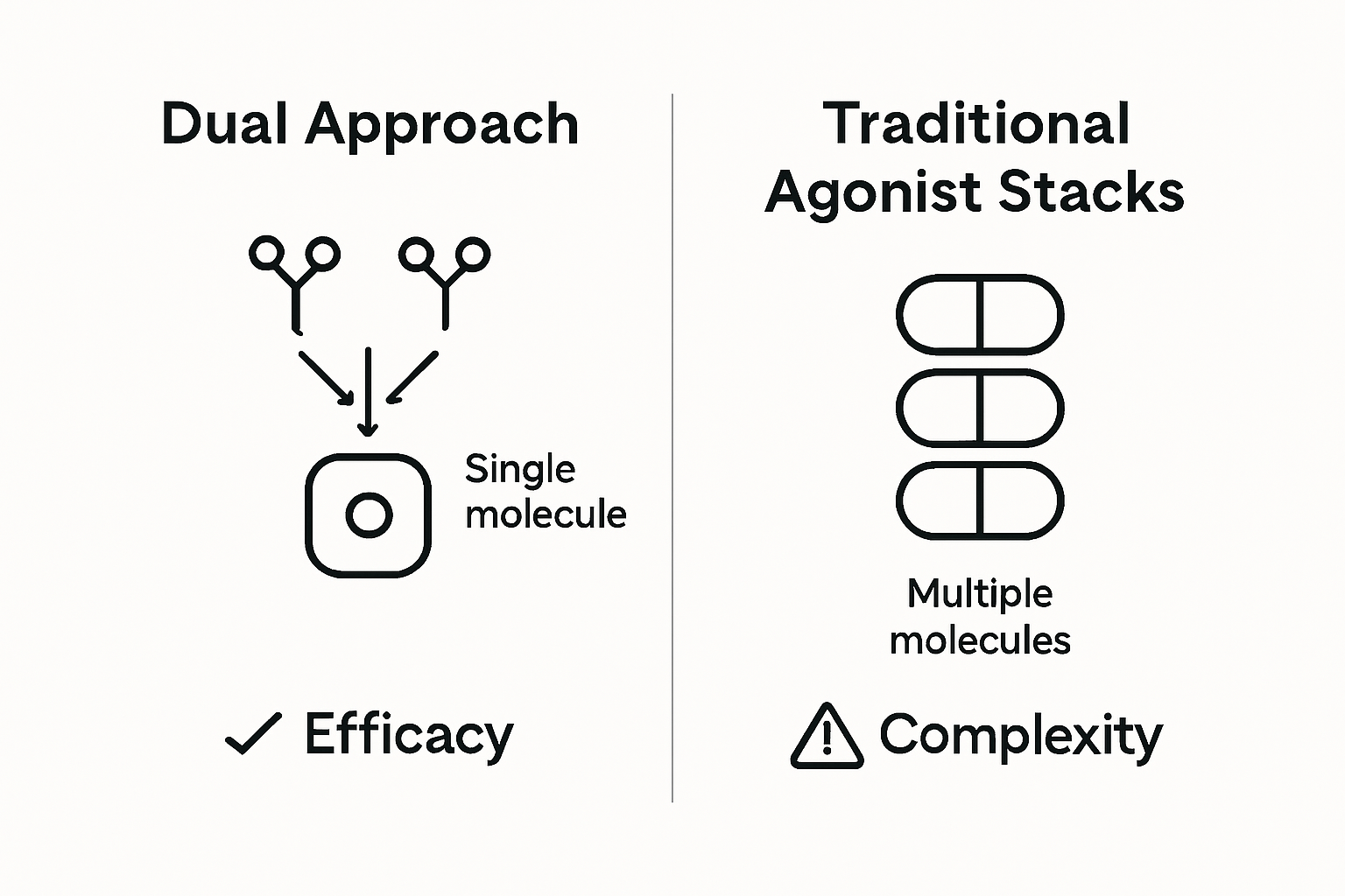 Infographic comparing CagriSema and traditional stacks