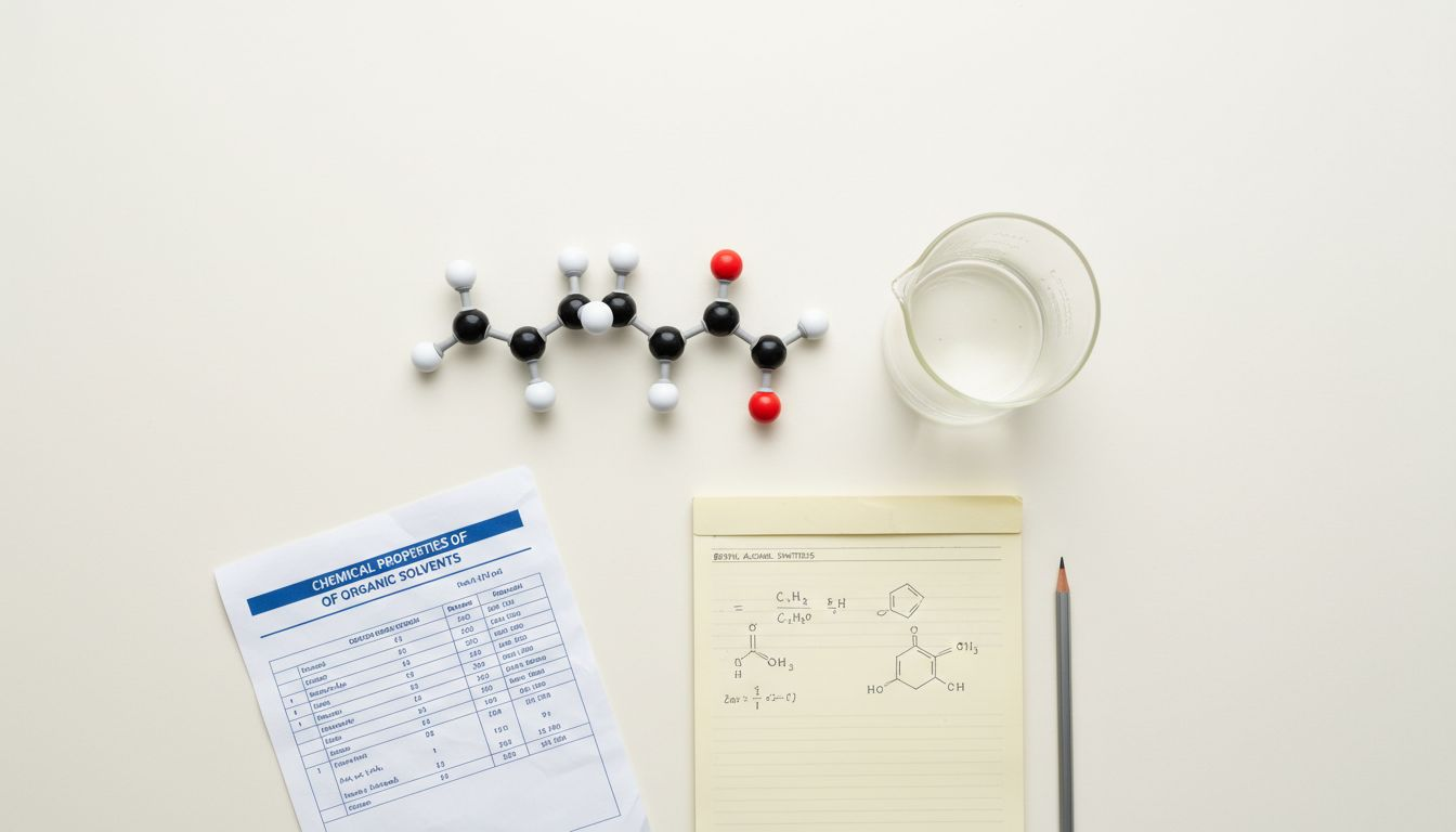 Benzyl alcohol molecular model on lab bench