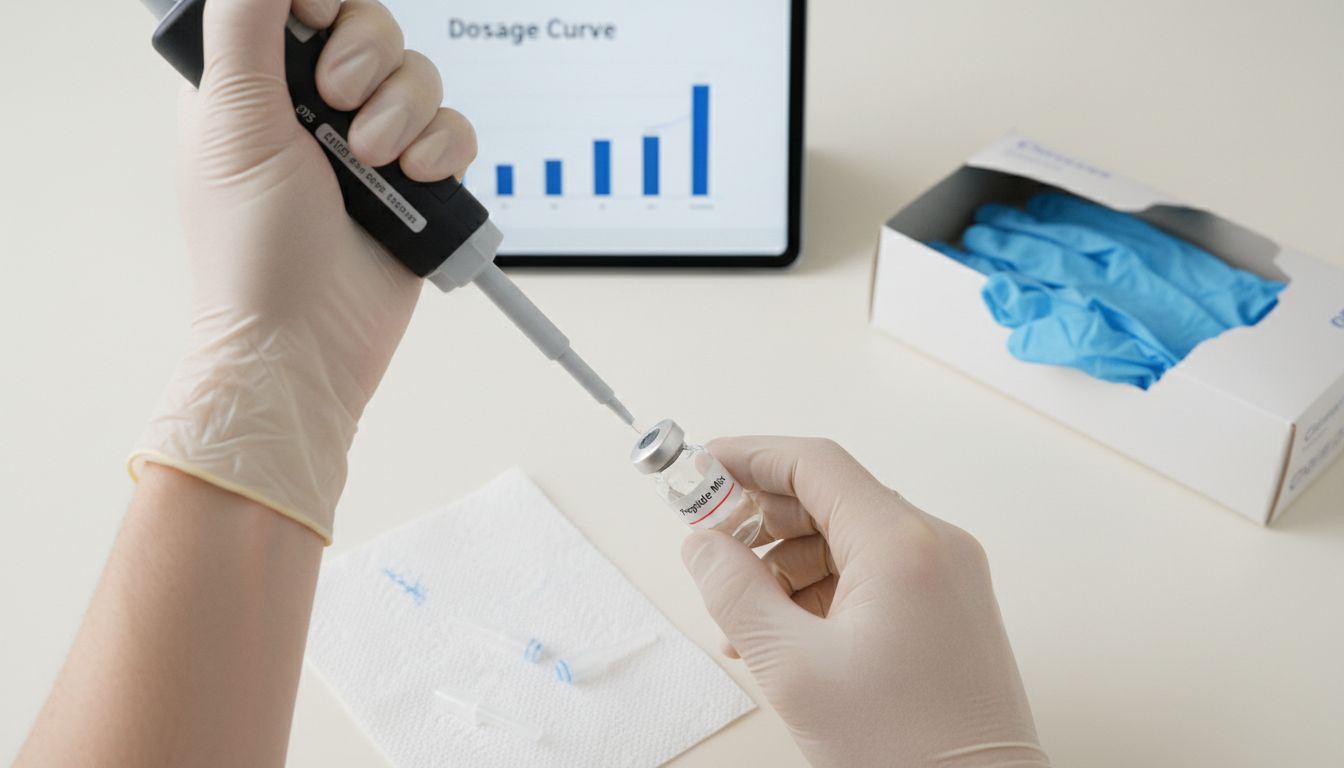 Hands microdosing peptides in laboratory setting