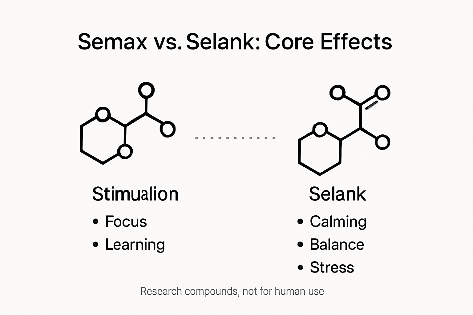 Infographic shows Semax and Selank effects compared