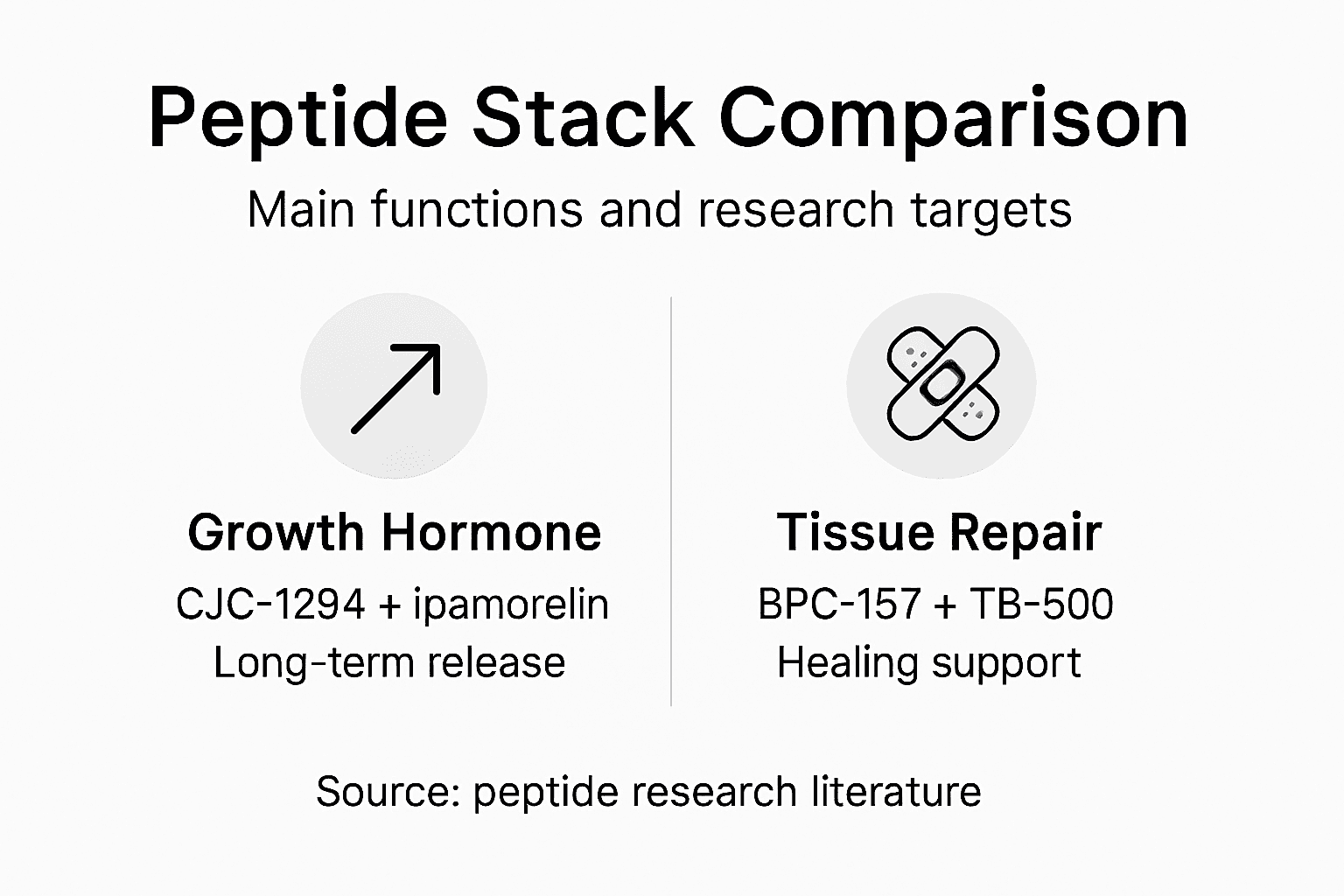 Infographic comparing peptide research stacks