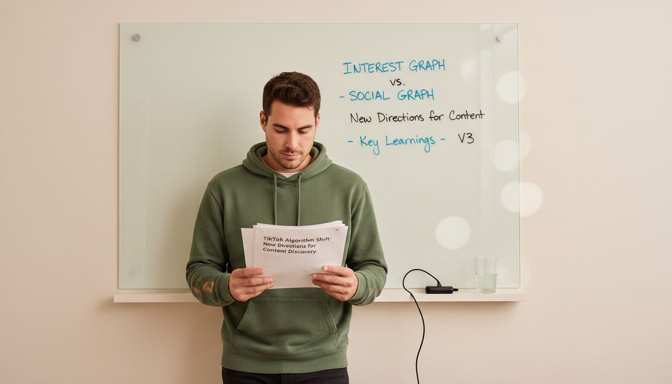 Office scene illustrating algorithm shift discussion