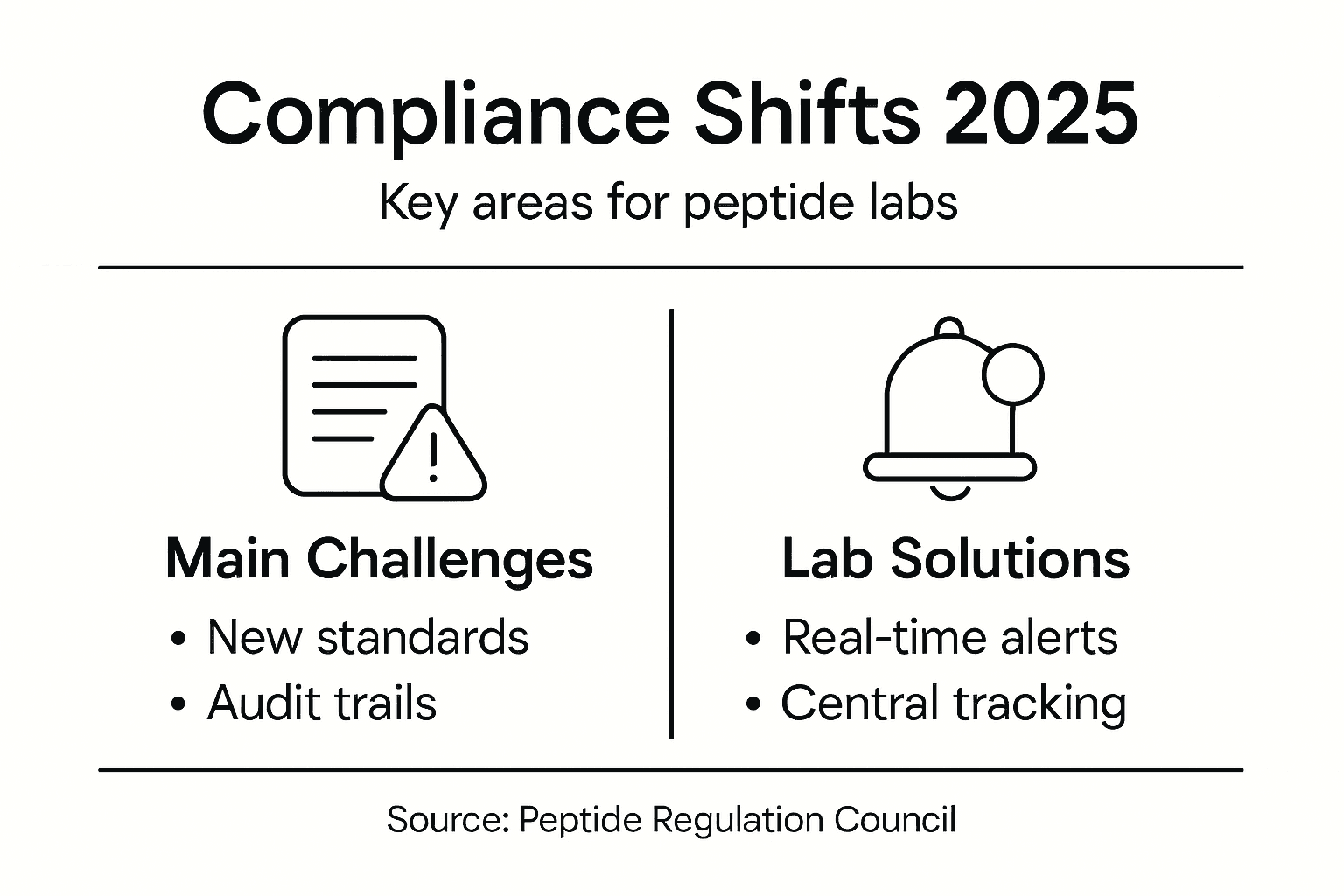 Infographic on compliance shifts for peptide labs 2025