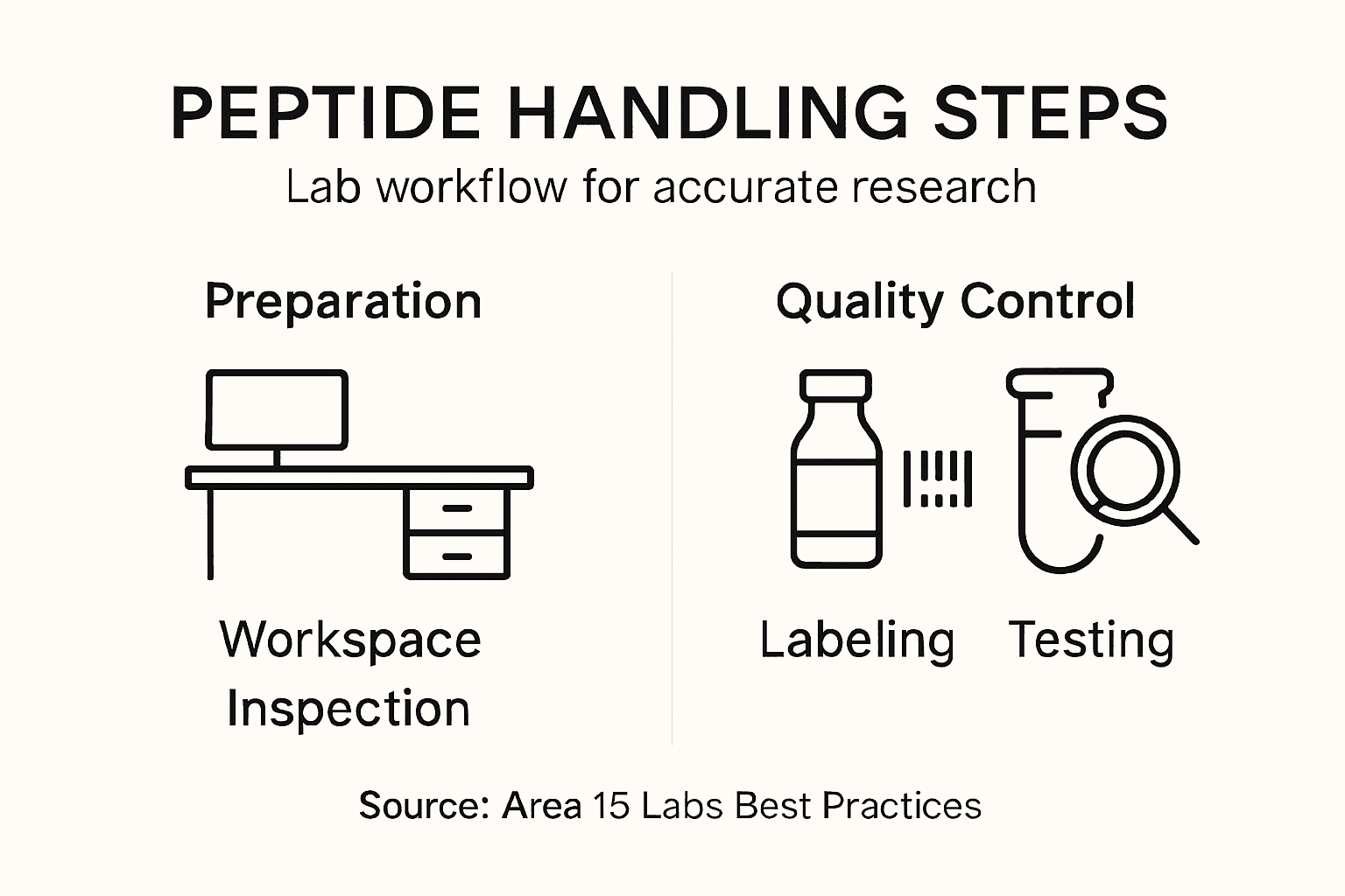 Infographic of peptide handling lab steps