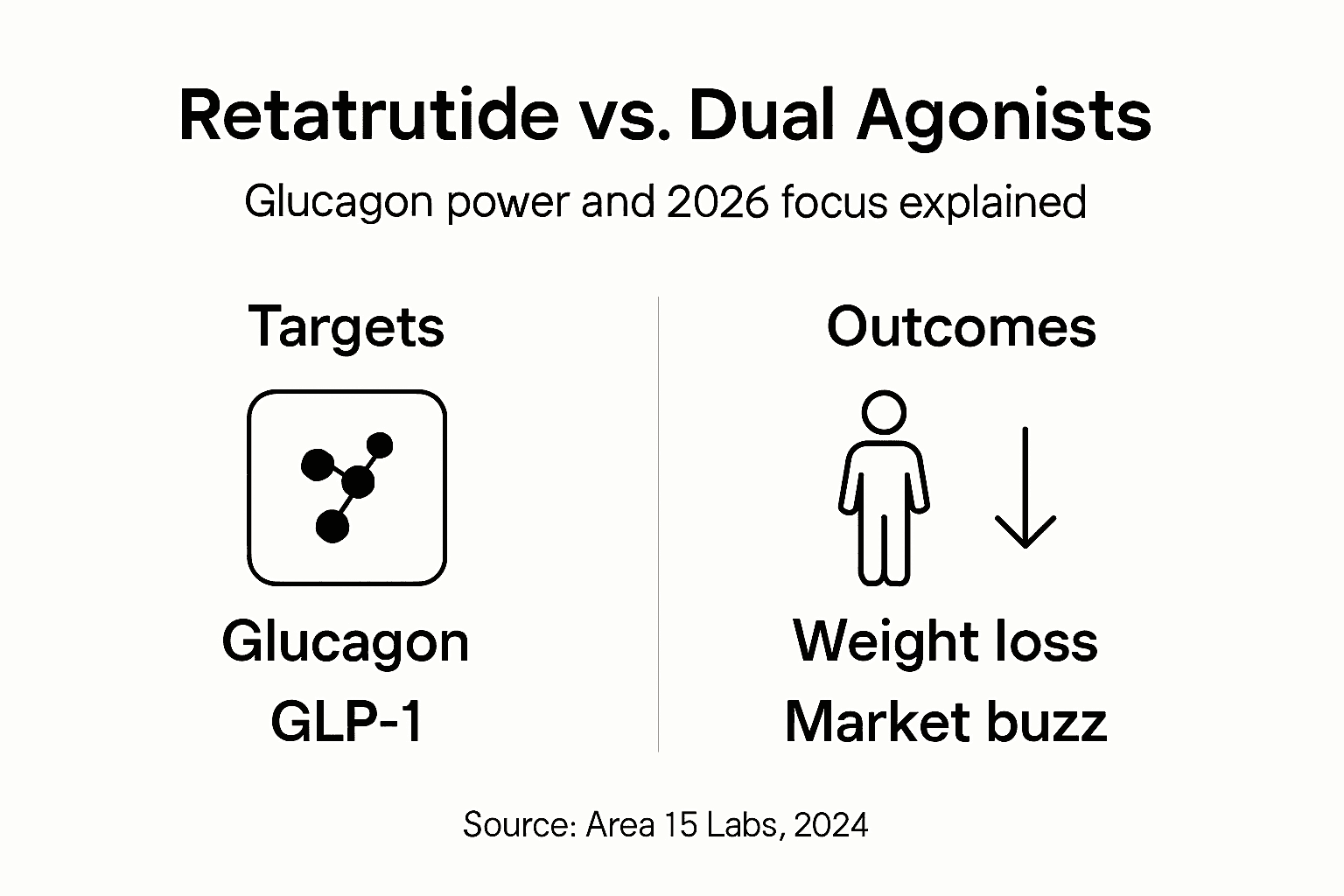 Infographic on retatrutide and glucagon focus