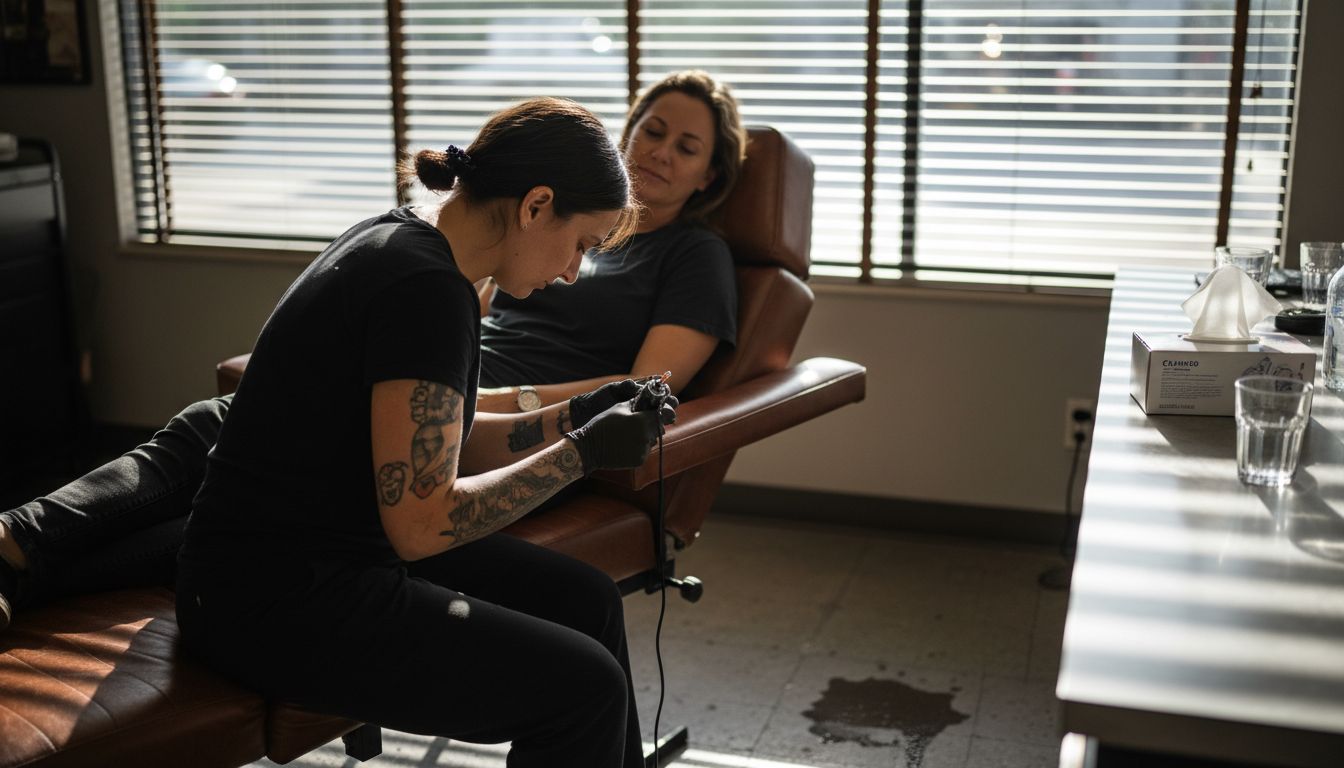 Client waiting for painless tattoo session