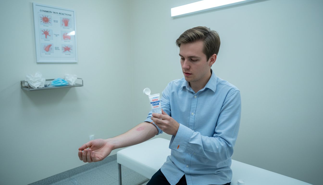 Man checking skin side effects after cream