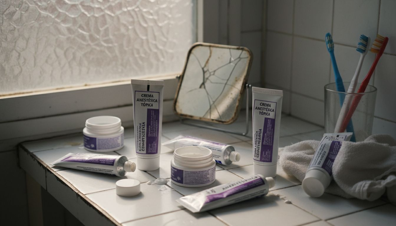 Diversas cremas anestésicas de uso tópico expuestas en el mostrador
