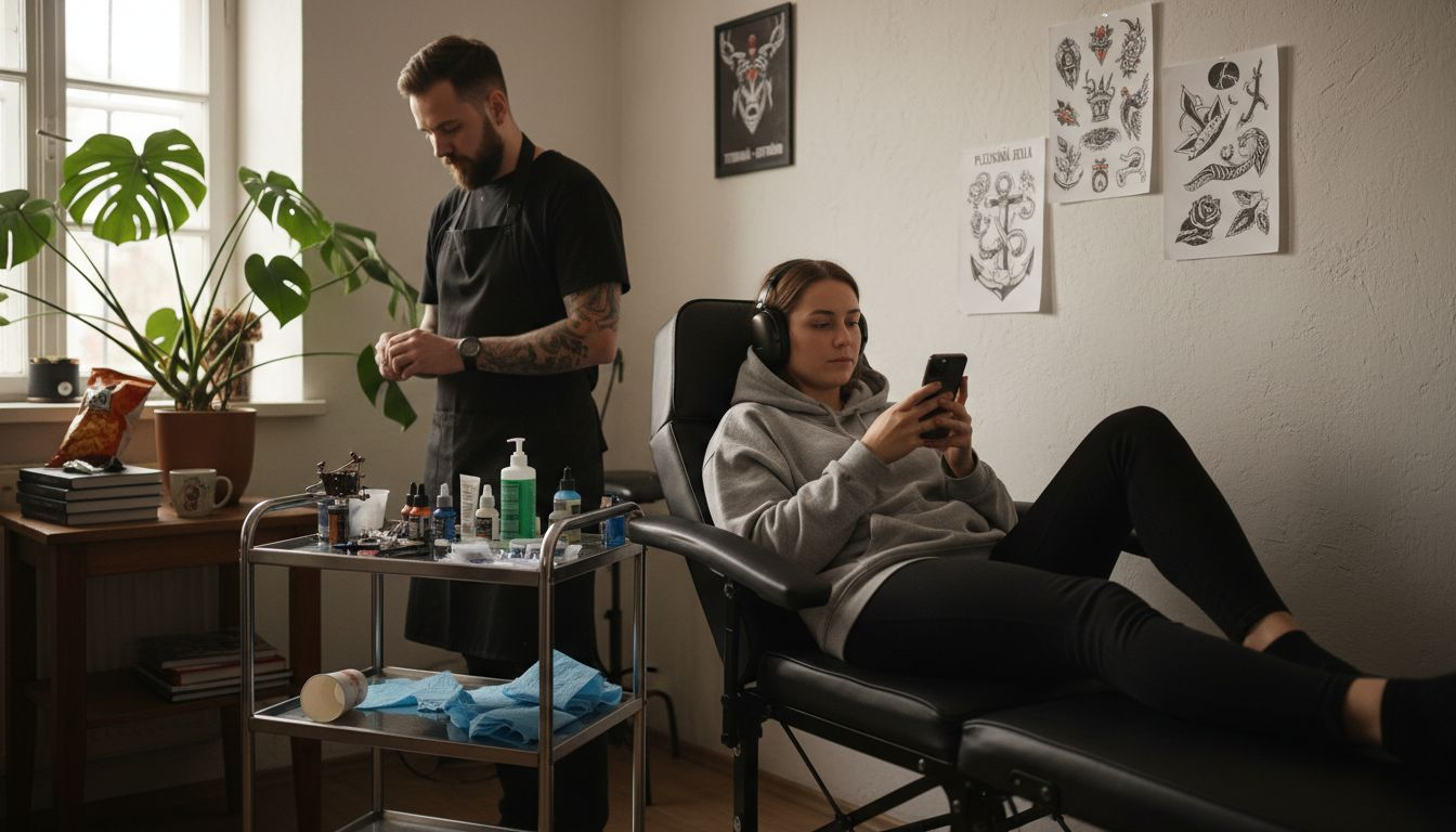 Zákazník si tetování v klidu užil a byl během sezení naprosto uvolněný.