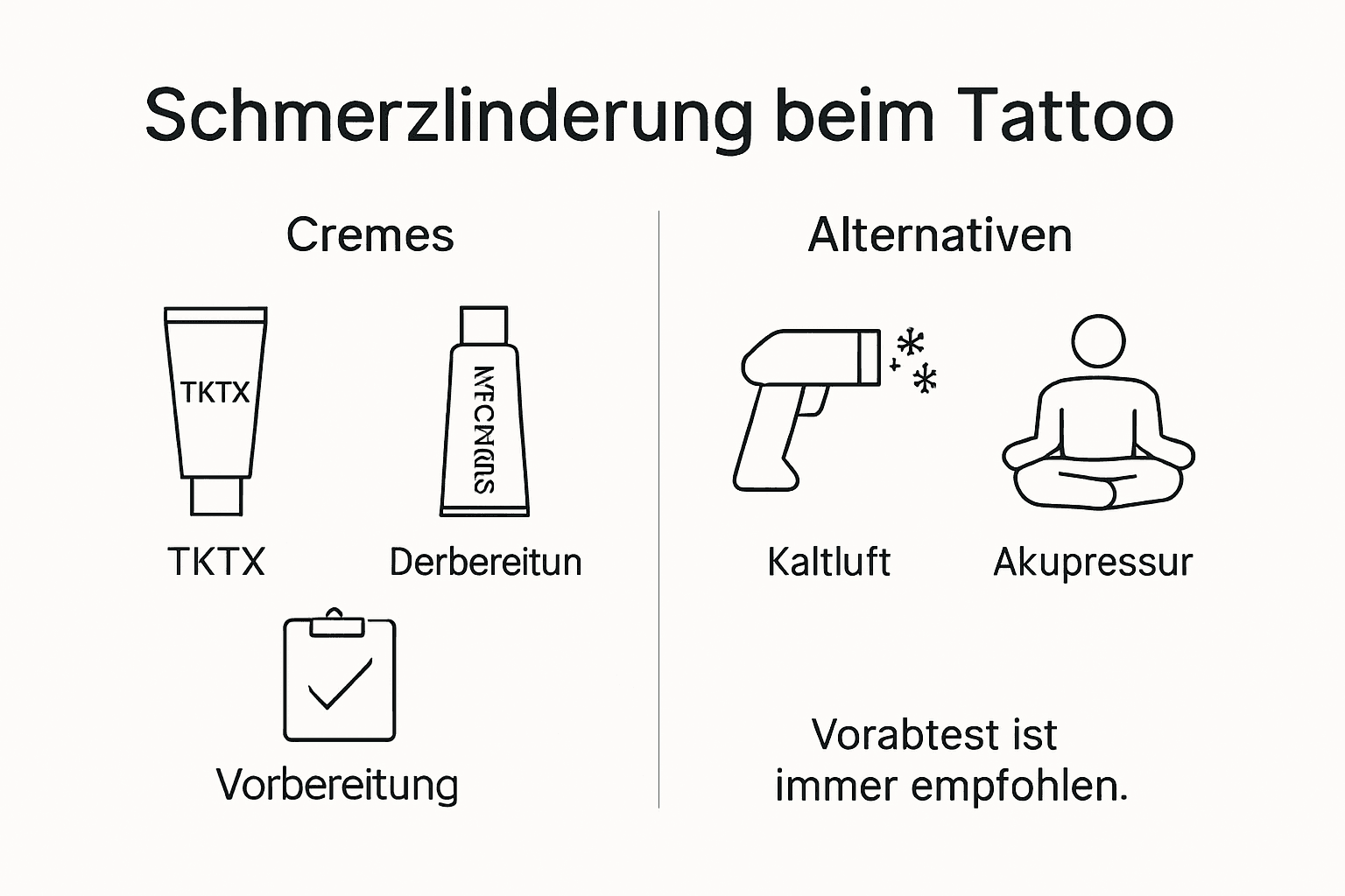 Infografik: Methoden zur Schmerzlinderung beim Tätowieren im Vergleich
