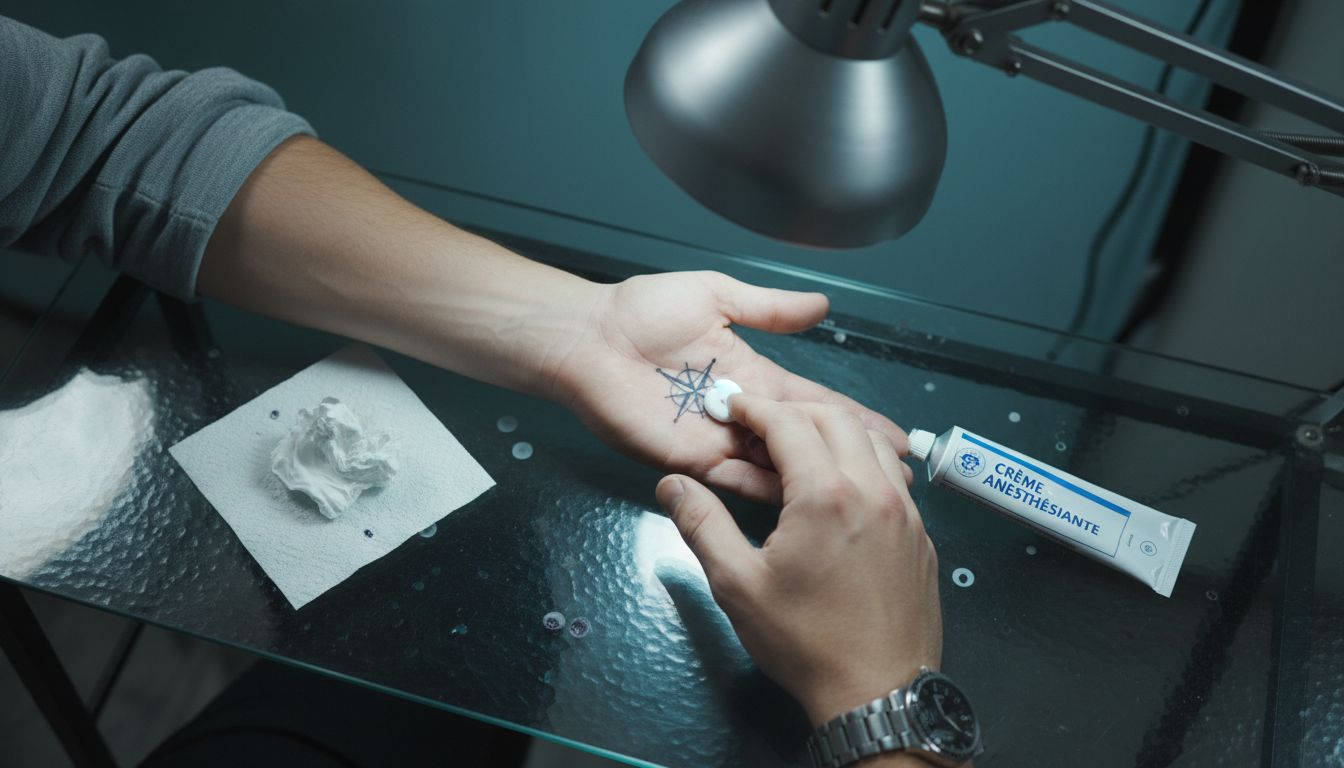 Utilisation d'une crème anesthésiante avant une séance de tatouage