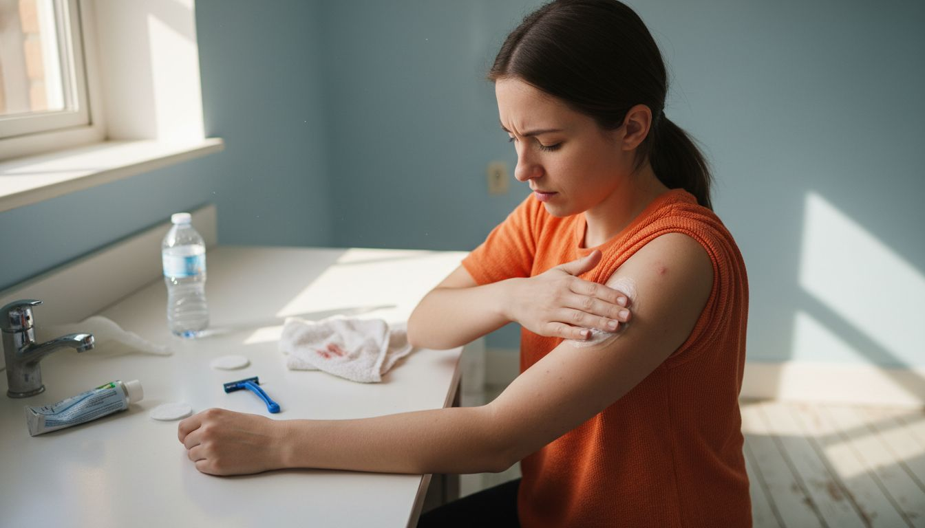 Woman preparing skin for tattoo session