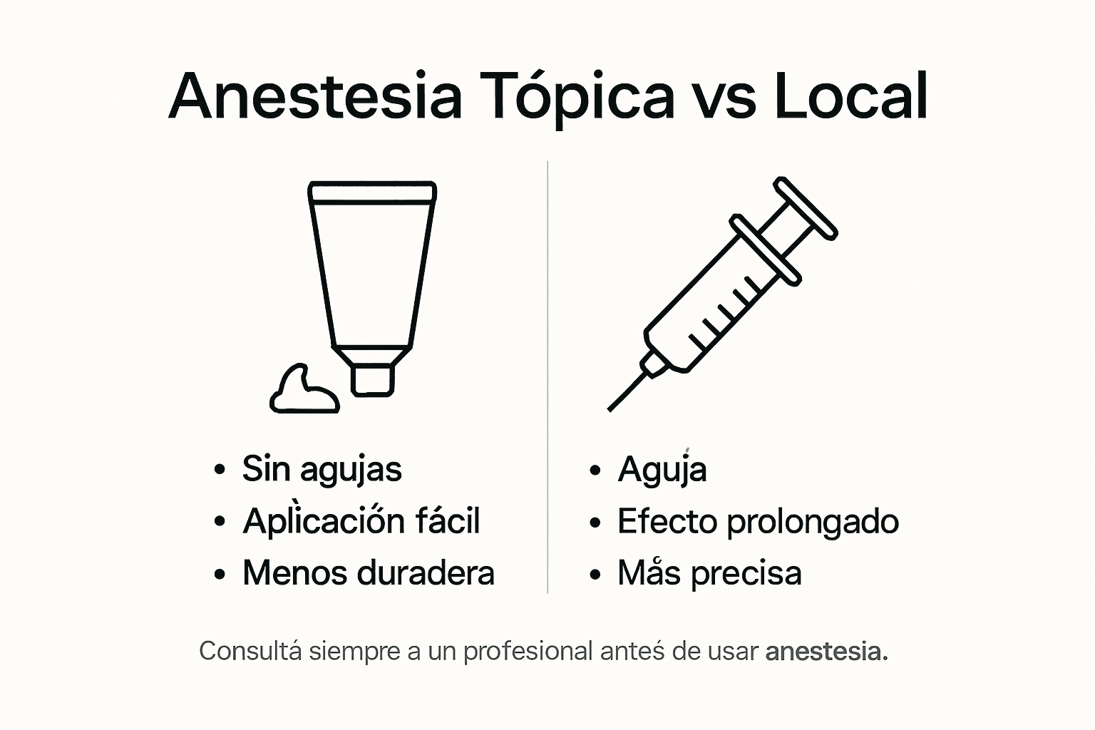 Infografía: diferencias entre anestesia tópica y anestesia local