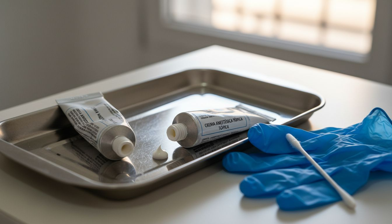 Tubos de crema anestésica para aplicar antes de hacer tatuajes