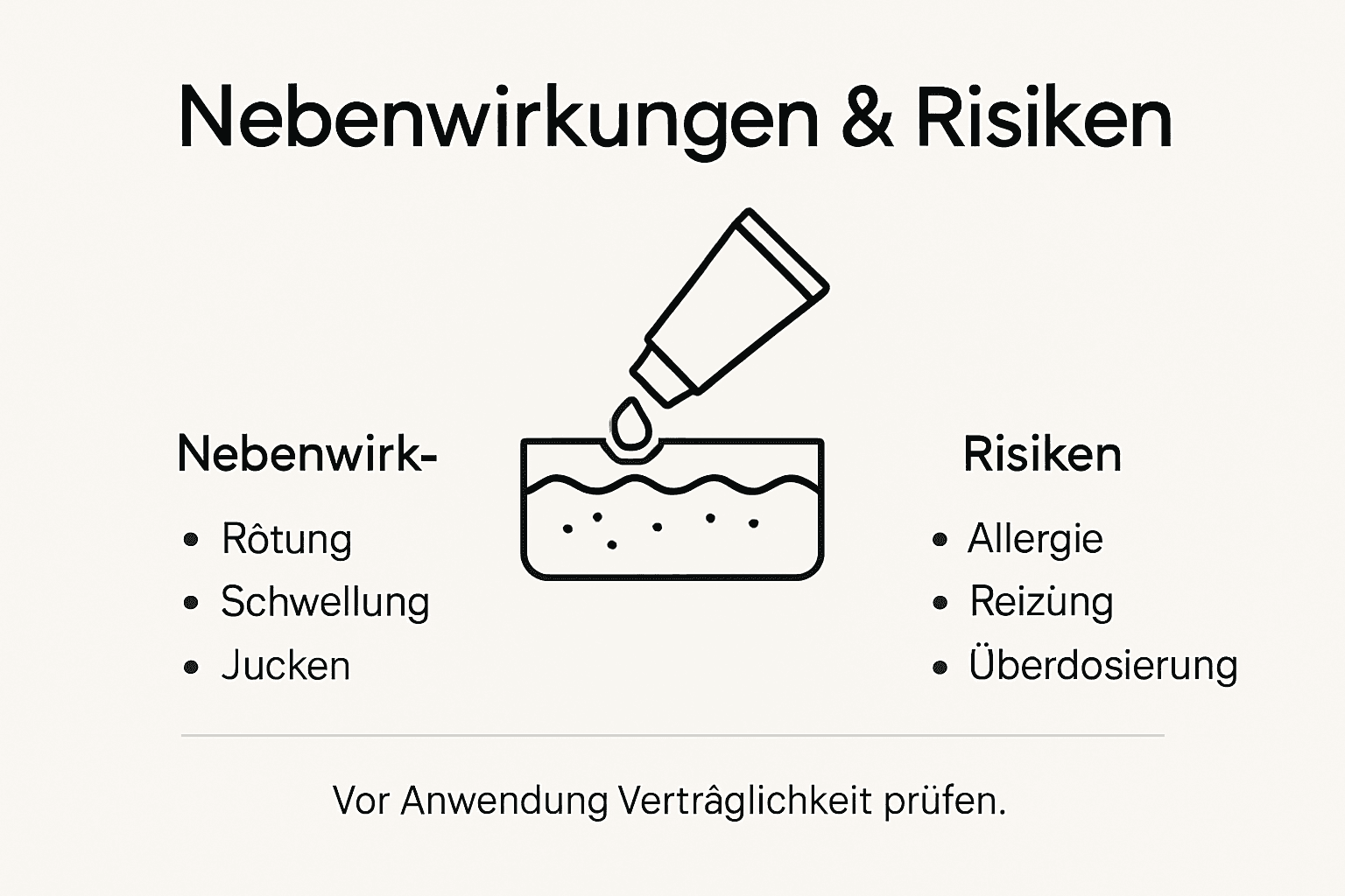 Infografik: Mögliche Nebenwirkungen und Risiken bei der Anwendung von betäubenden Cremes