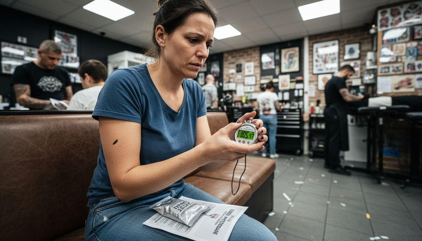 Une femme vérifie combien de temps l’anesthésie fait encore effet.