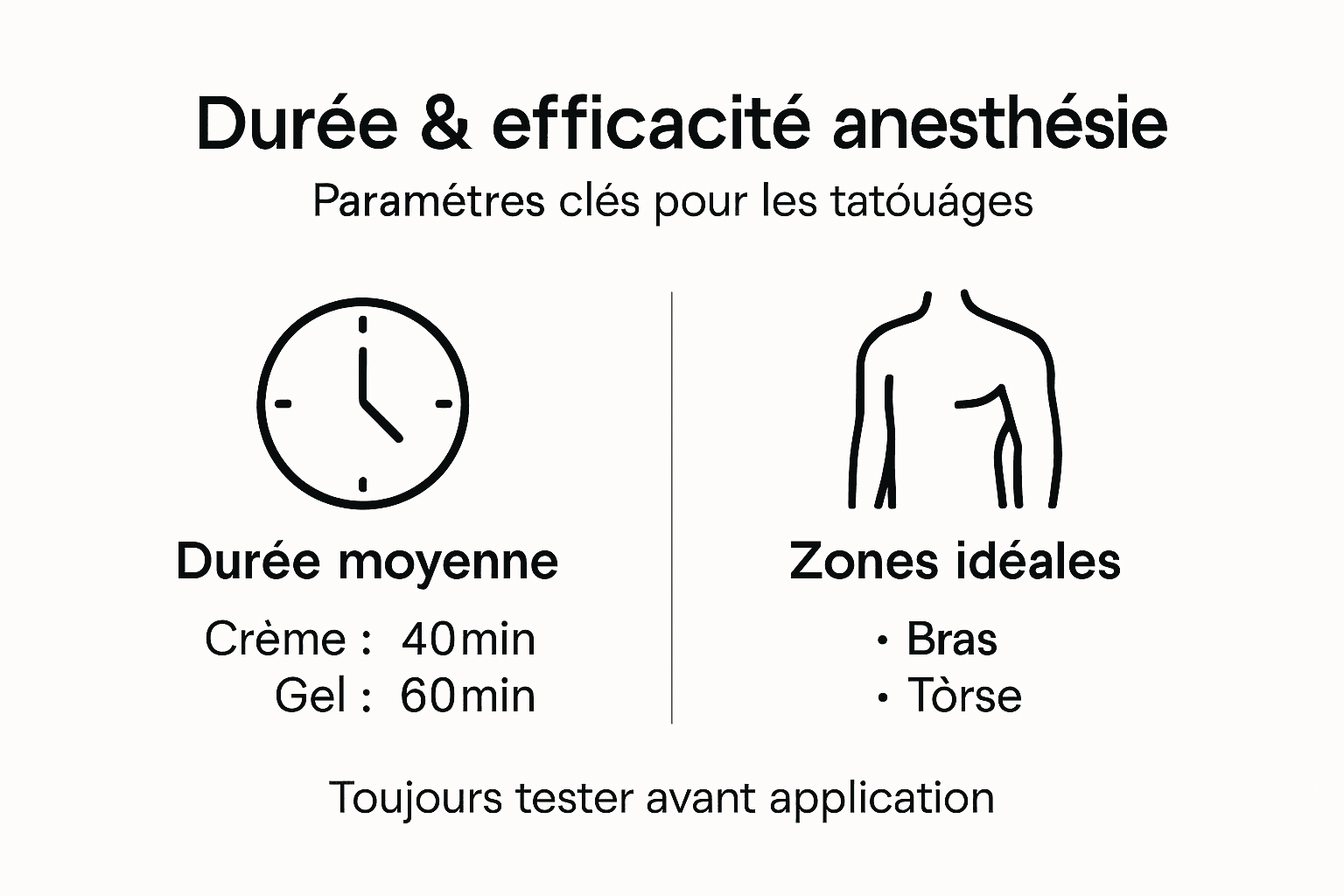 Découvrez notre infographie dédiée à la durée d’action et à l’efficacité des anesthésiques locaux appliqués sur la peau.