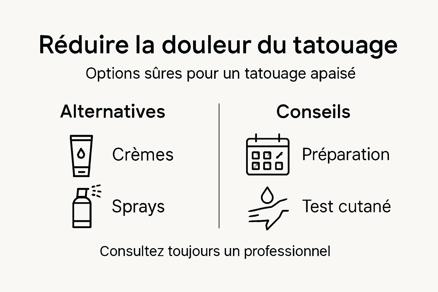 Infographie : comment se faire tatouer sans douleur ? Découvrez les solutions efficaces pour un tatouage tout en douceur.