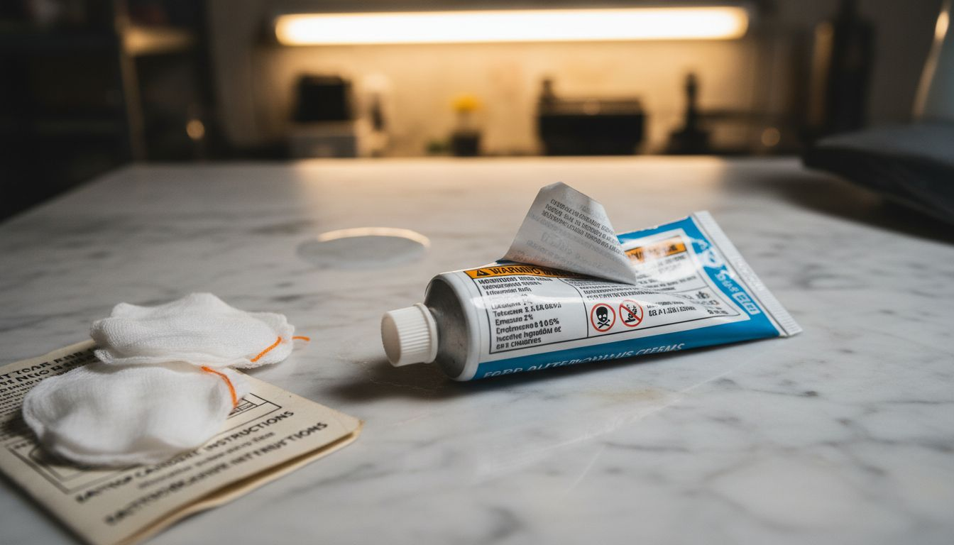 Close-up of numbing cream label with details