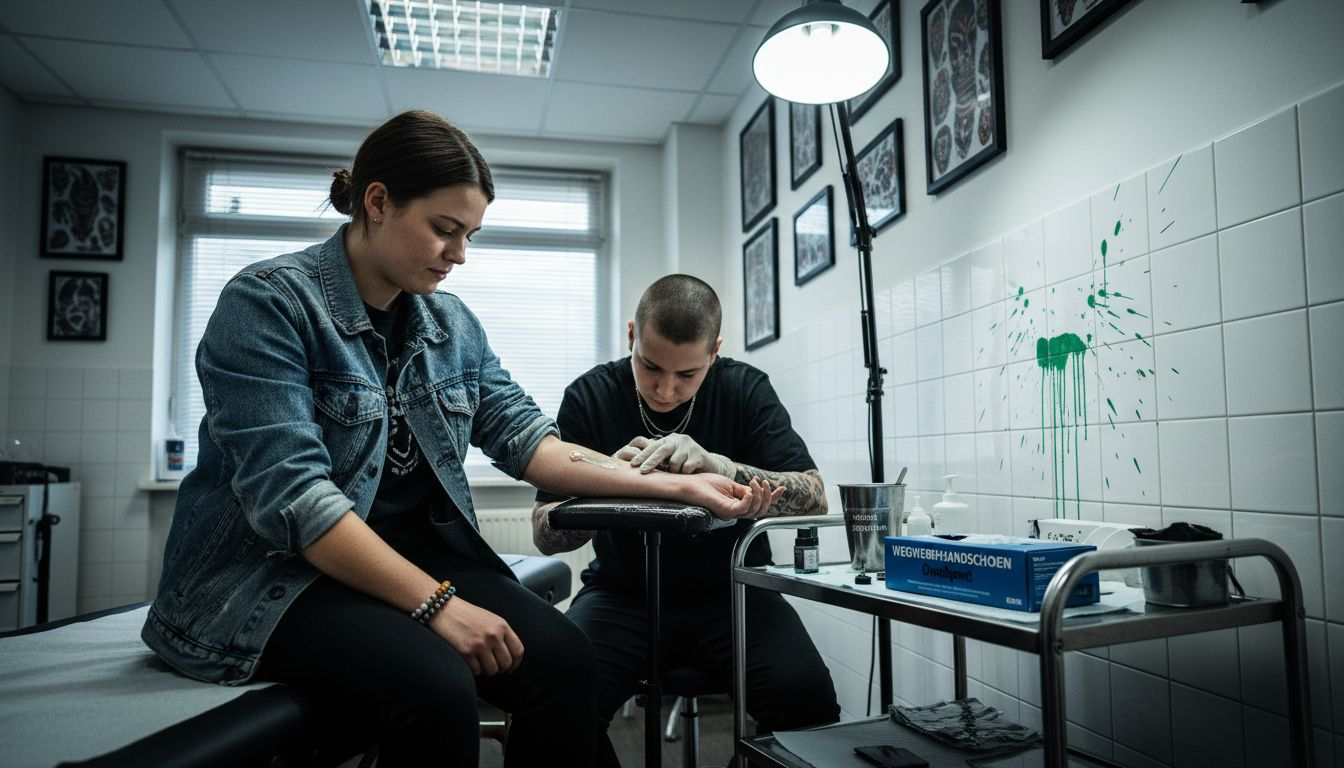 Voorafgaand aan de tattoo heeft de klant getest of de verdovende crème veilig gebruikt kon worden.