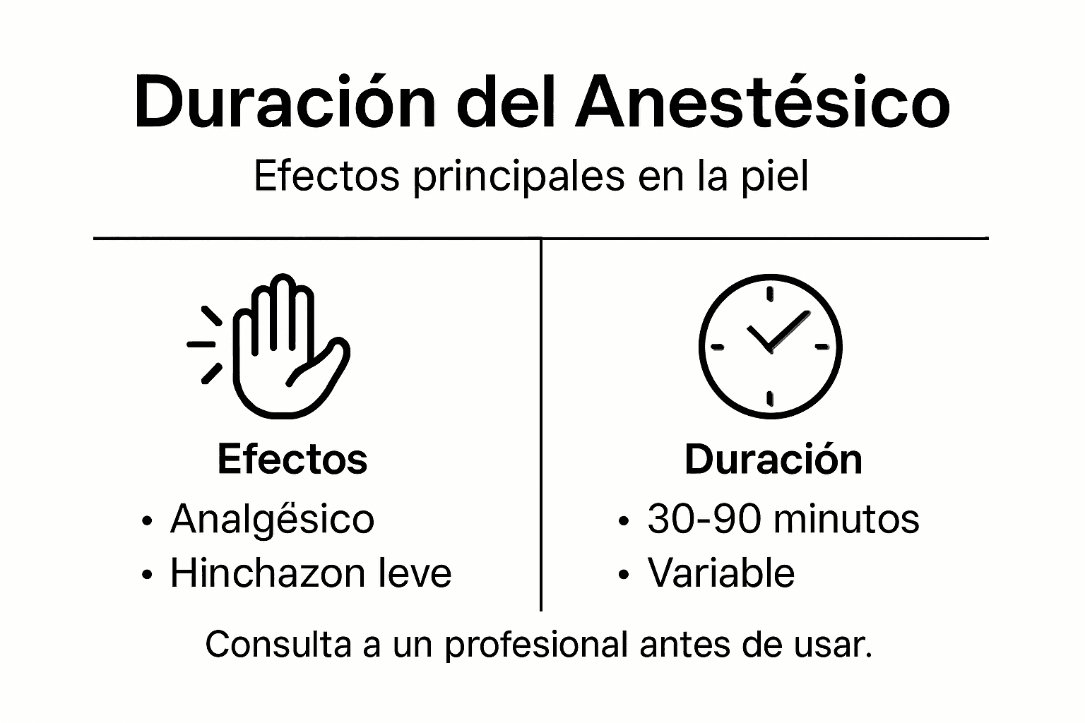 Guía visual sobre cómo actúan y cuánto duran las cremas anestésicas