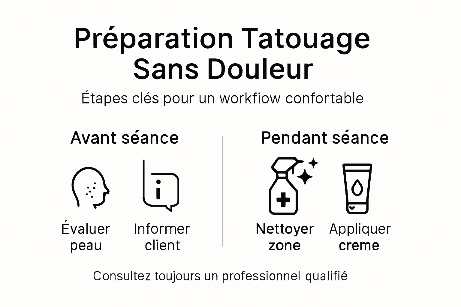 Découvrez notre infographie détaillée sur les étapes clés pour préparer un tatouage en toute sérénité et sans douleur.