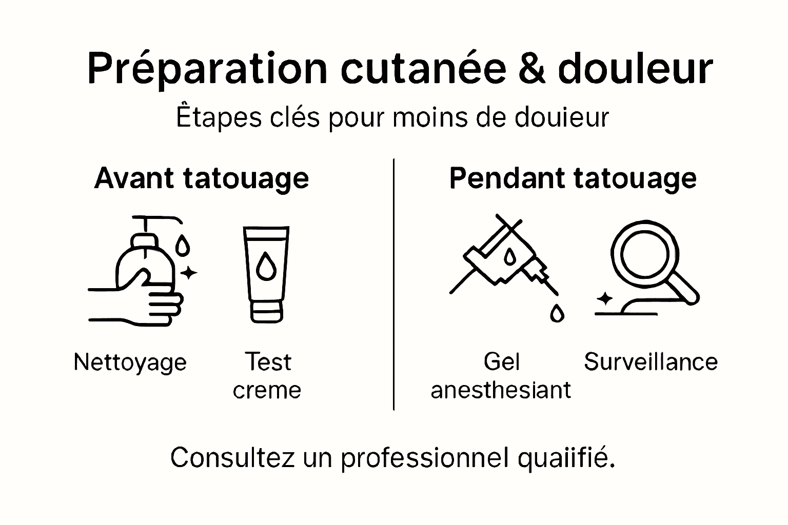 Infographie : les étapes clés pour bien se préparer à la douleur d’un tatouage