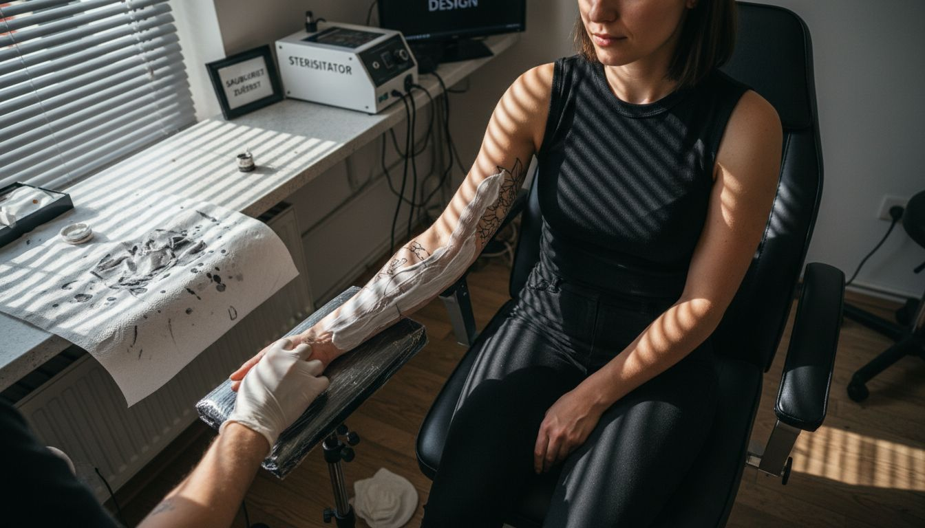 Eine betäubende Creme auf den Oberarm auftragen