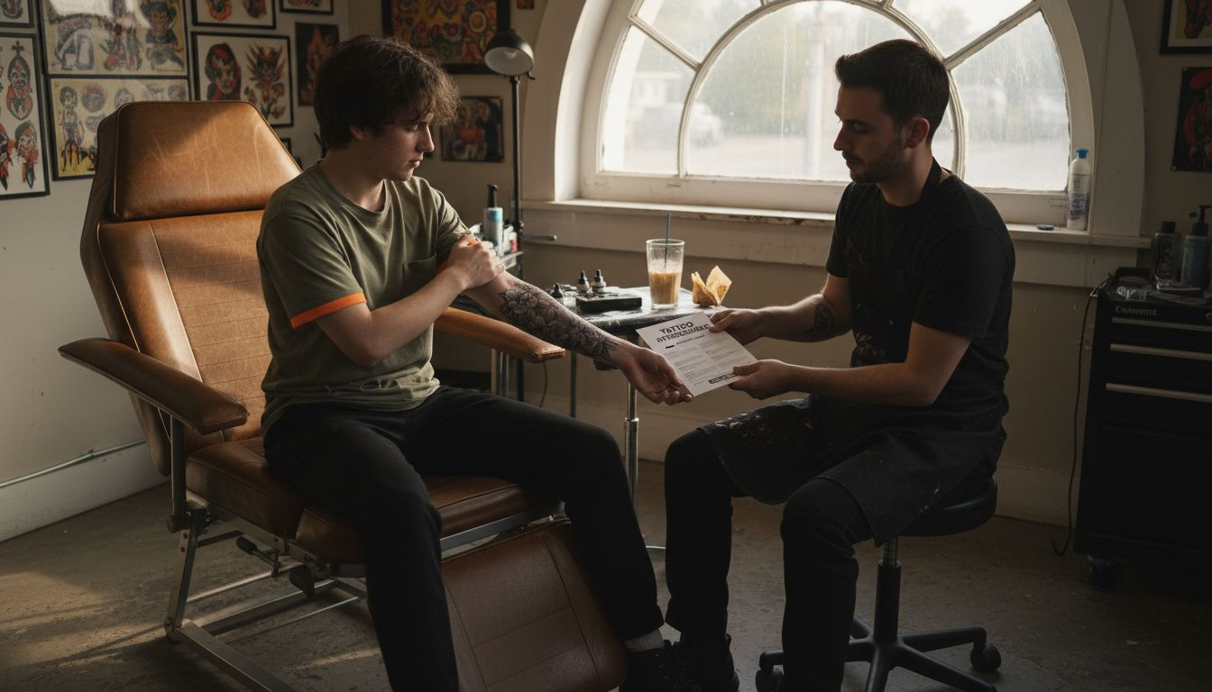 Tattoo client relaxing after pain-free session