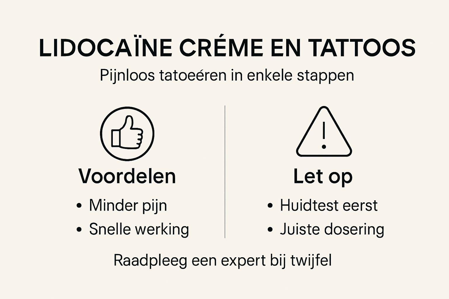 Infographic: voordelen van lidocaïnecrème en handige gebruikstips