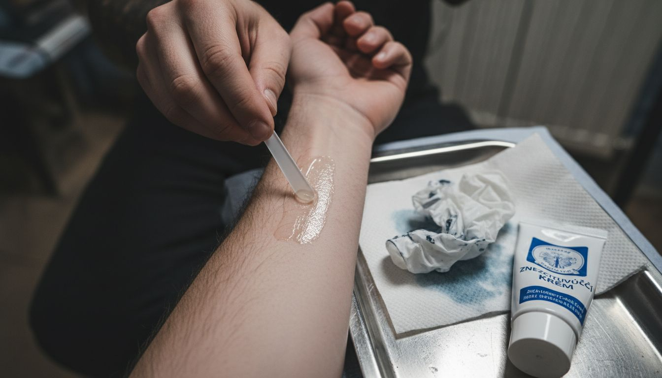 Detailní pohled na nanášení anestetického gelu