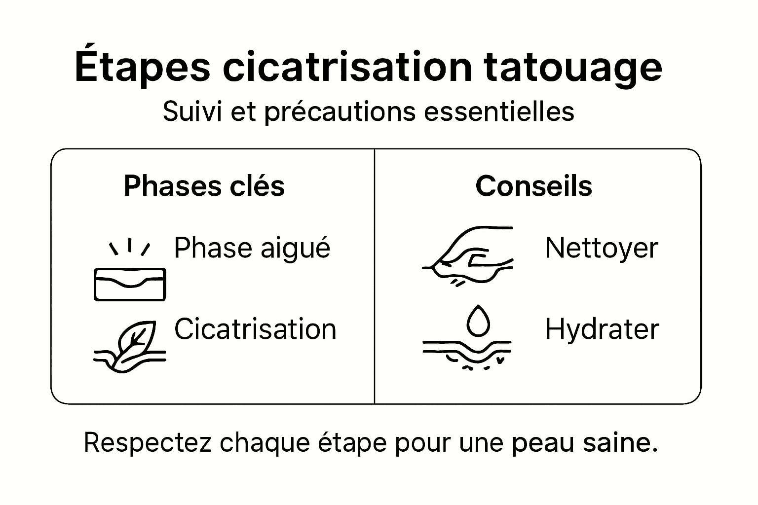Infographie : les différentes étapes de cicatrisation d’un tatouage et les bons gestes à adopter pour en prendre soin