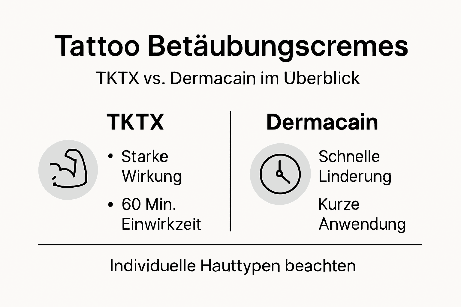 Grafik: TKTX und Dermacain im direkten Vergleich