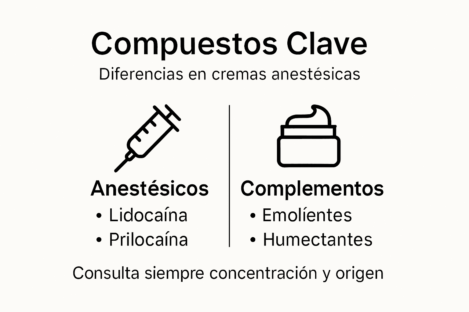 Infografía: principales componentes y efectos de las cremas anestésicas