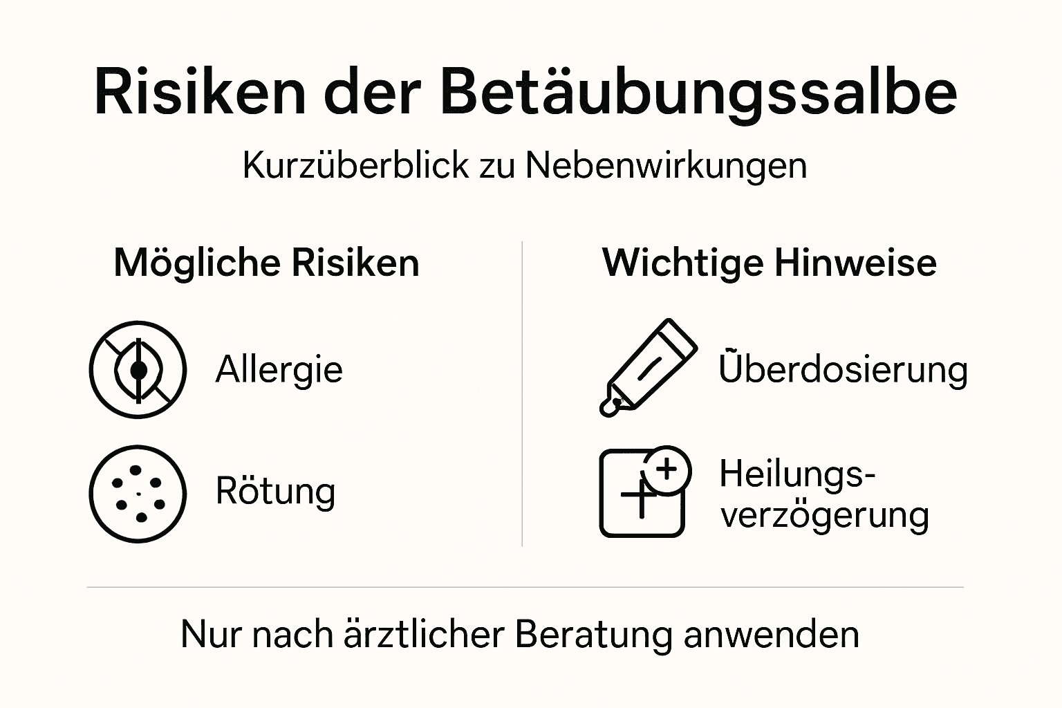 Infografik: Mögliche Risiken bei der Verwendung von betäubenden Salben vor dem Tätowieren
