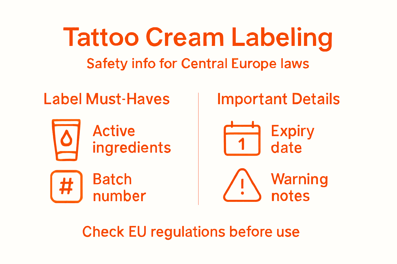 Infographic showing tattoo cream safety labeling basics