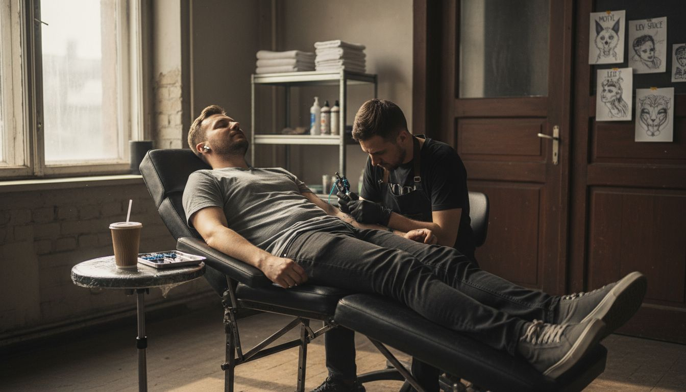 Zákazník si během tetování v klidu odpočíval.