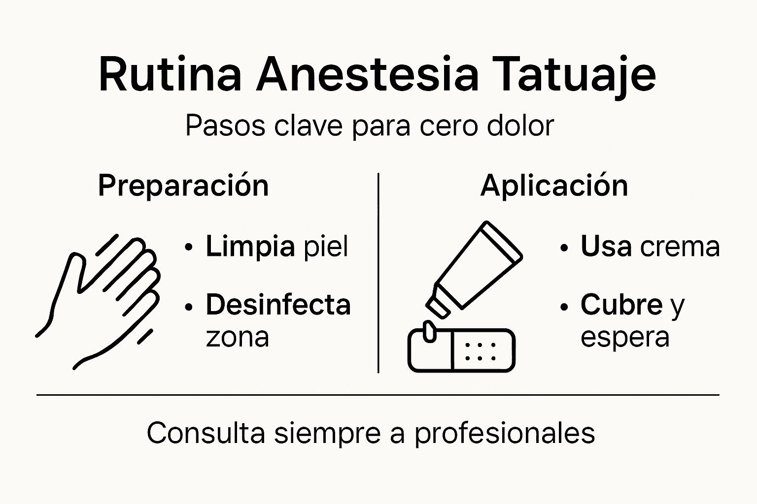 Infografía: pasos esenciales para aplicar anestesia antes de hacerte un tatuaje